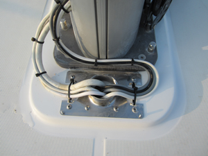 Sailboat Mast Step with Cables and Elvabro Cableport Base Exposed
