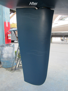 Sailboat Rudder After Repairs, Epoxy Barrier Coat and Bottom Paint
