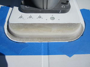 Sailboat Mast Step Gelcoat and During Fiberglass Repair